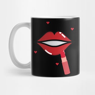 Lollipop red lips. Girly lipstick makeup candy Mug